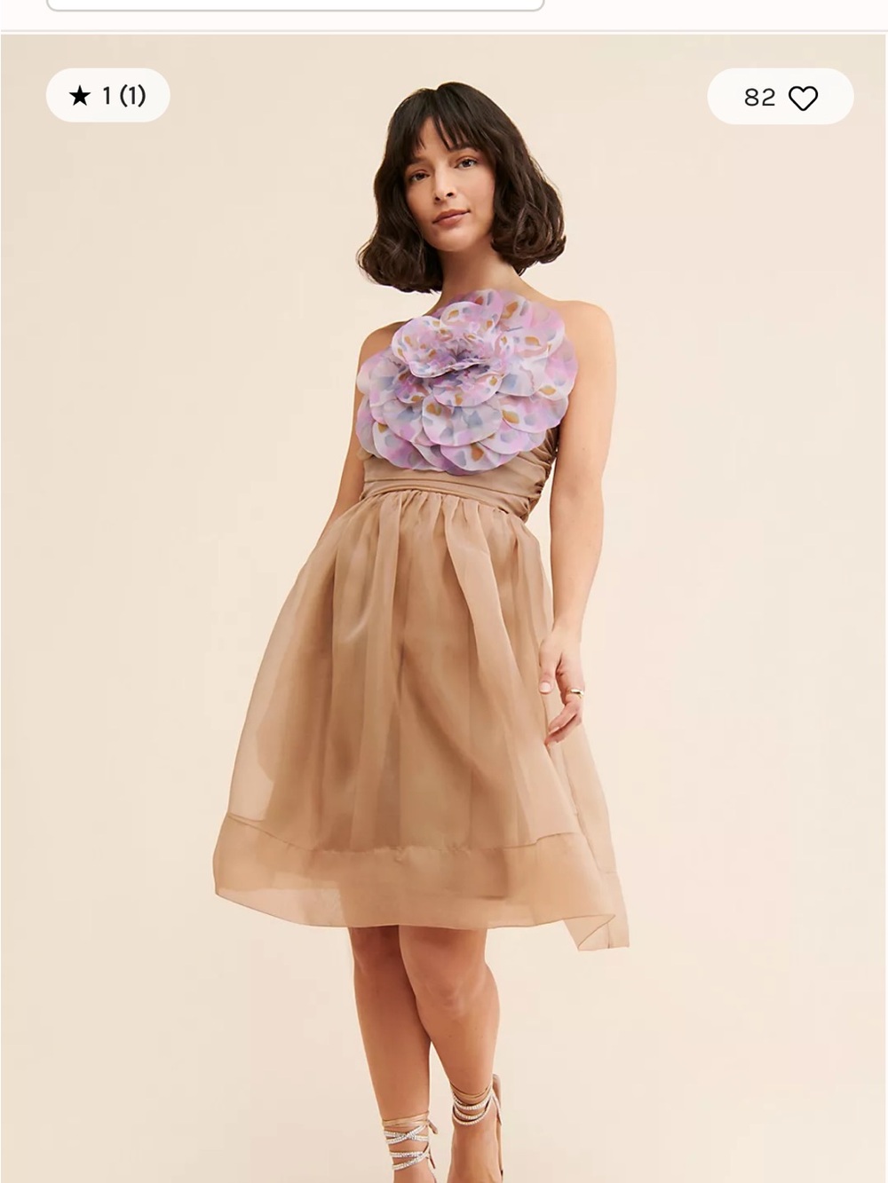 Cynthia Rowley Organza Strapless Flower Dress